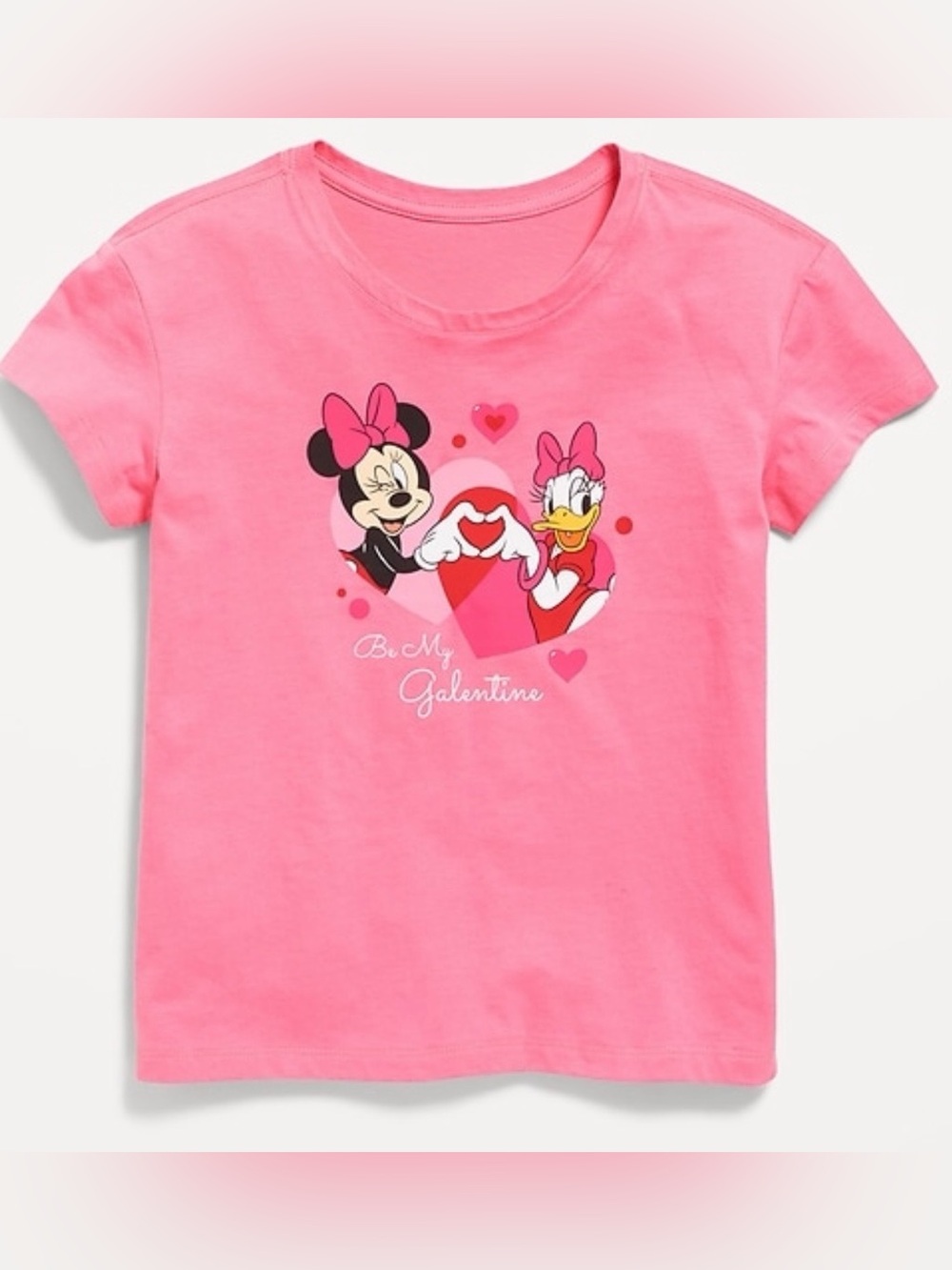 Disney GALENTINES Pink Minnie & Daisy Heart Graphic Tee for Kids